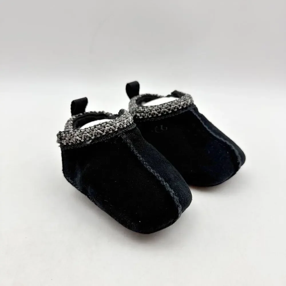 UGG Baby Tasman Slippers US 02/03 Small Black Suede NIB